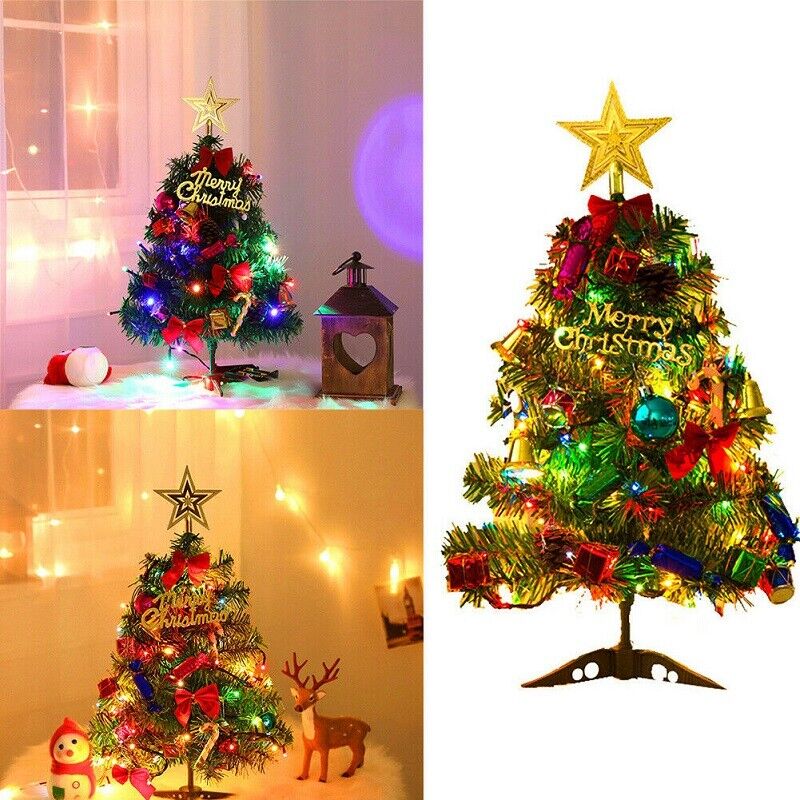 30  Long Tabletop Artificial Small Mini Christmas Tree W LED Lights Ornament