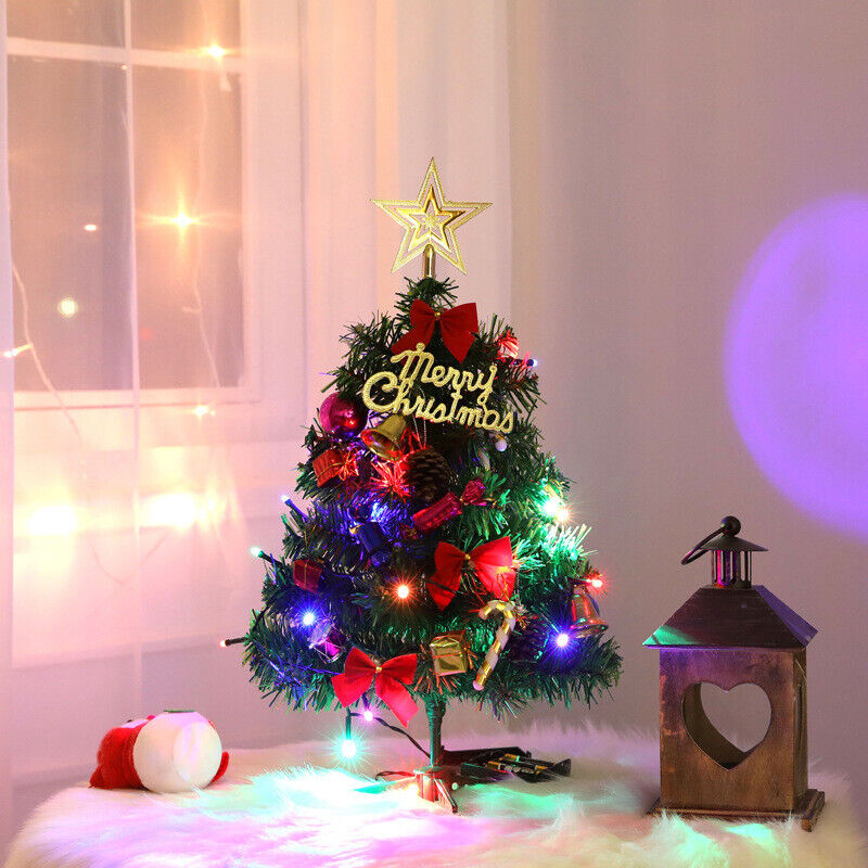 30  Long Tabletop Artificial Small Mini Christmas Tree W LED Lights Ornament