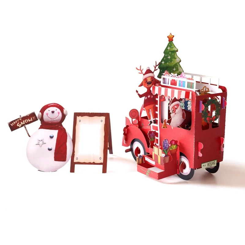 3D Pop-Up Card - Christmas Red Van