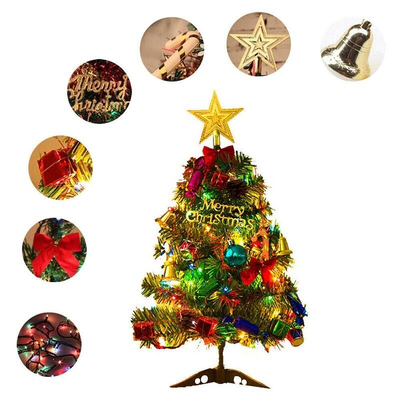 30  Long Tabletop Artificial Small Mini Christmas Tree W LED Lights Ornament