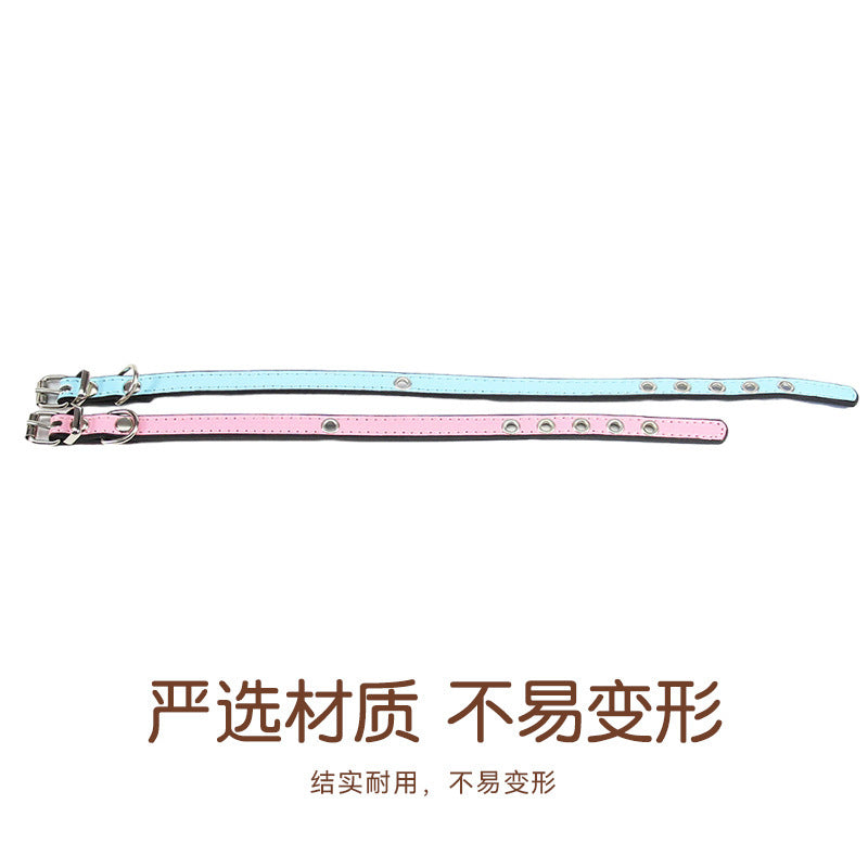 Summer New Pet Collar Waterproof And Wear-Resistant Pu Leather Dog Collar Double-Thread Strong Alloy Buckle Head Explosion-Proof