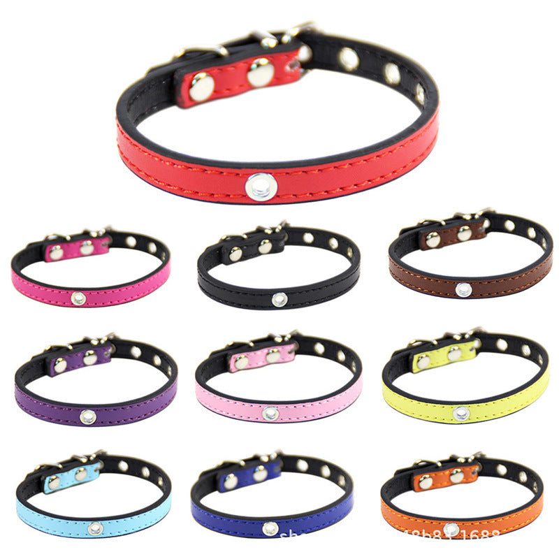 Summer New Pet Collar Waterproof And Wear-Resistant Pu Leather Dog Collar Double-Thread Strong Alloy Buckle Head Explosion-Proof