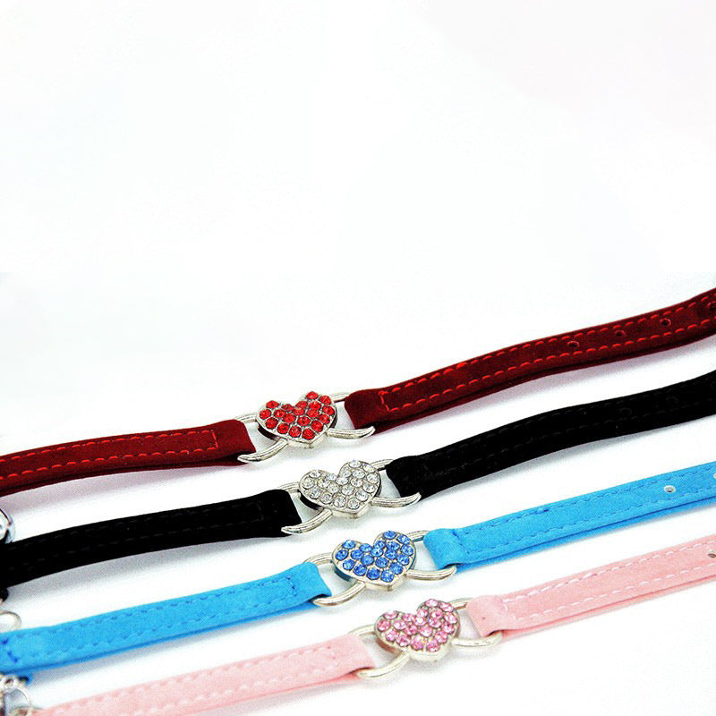 Pet Supplies Cat Love Flocking Diamond Bell Cat Collar Pet Supplies