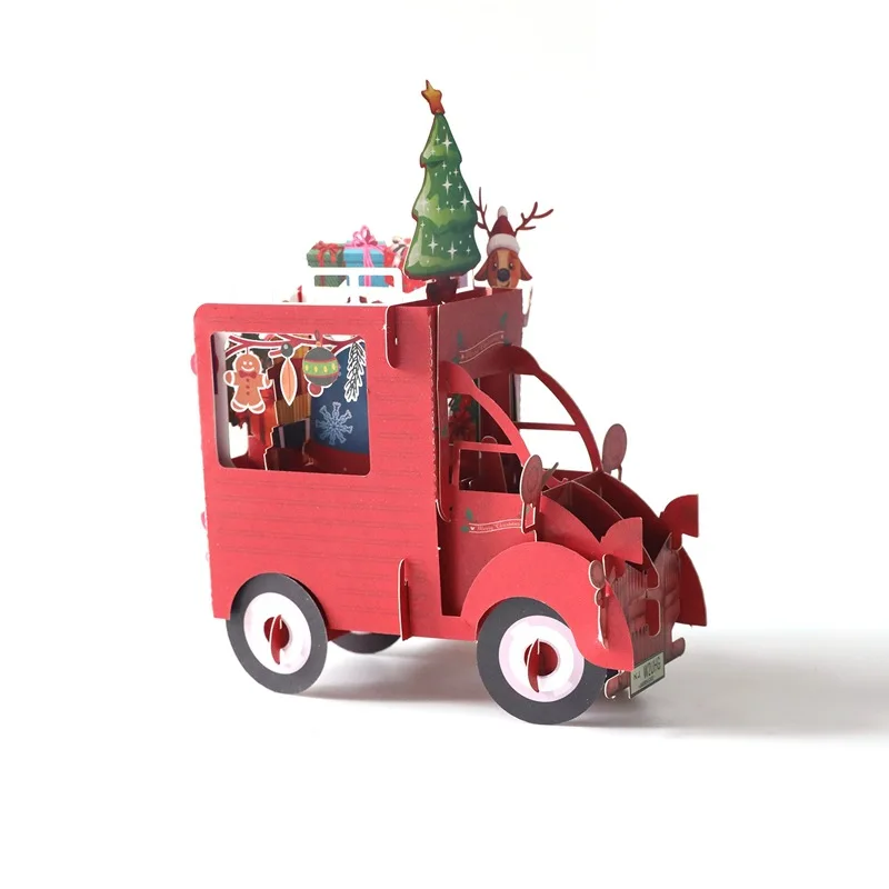 3D Pop-Up Card - Christmas Red Van
